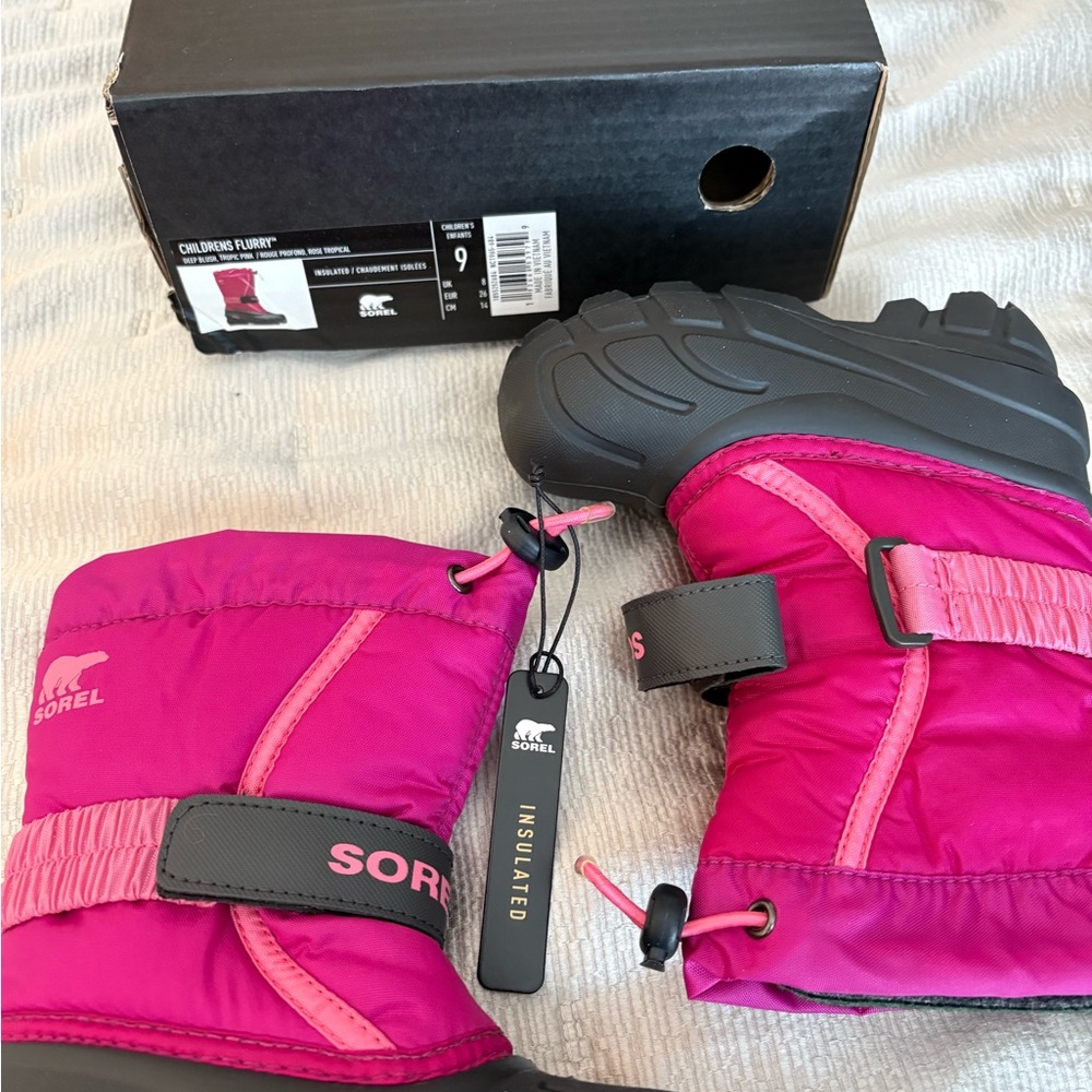 Sorel Fuchsia and Black Winter Boots
